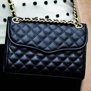 Rebecca Minkoff Quilted Mini Affair Black Leather Gold Hardware Bag Purse